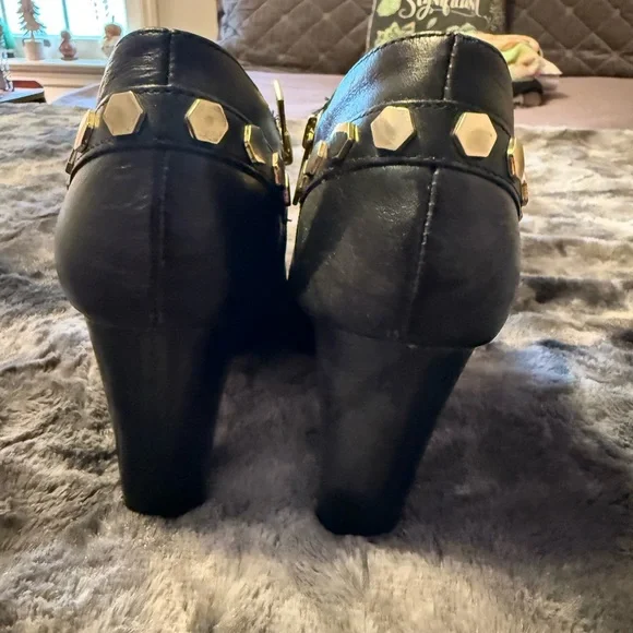 Isola Black Ankle Boots with Gold Studs - Picture 6 of 6